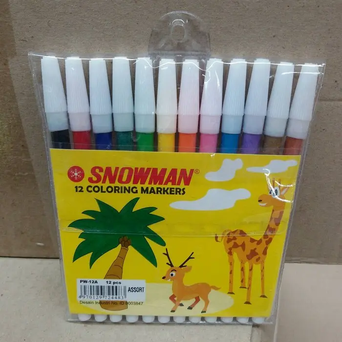 SNOWMAN SPIDOL 12 WARNA PCK
