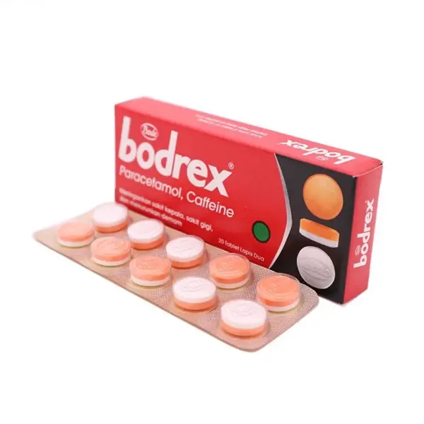 BODREX PARACETAMOL, CAFFEINE 20 TABLET ISI 2 PAPAN
