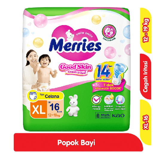 [6244] Merries Good Skin Popok Celana Bayi XL 16 pcs