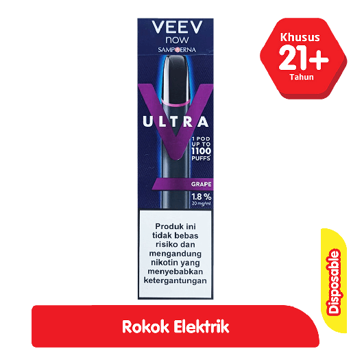 [6778] Veev Now Disposable Rokok Elektrik Ultra Grape