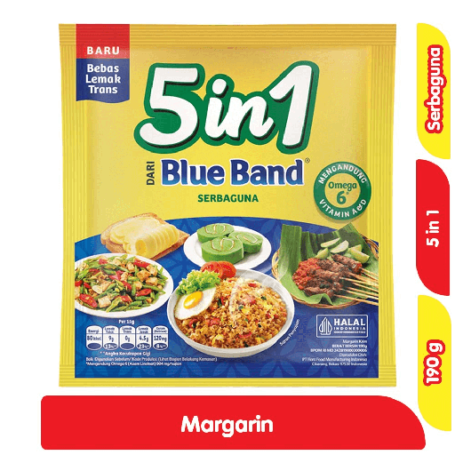 [6947] BLUE BAND 5 IN 1 SERBAGUNA MARGARIN 190 GR